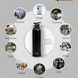 Speedex Black Set of 2 Stainless Steel Solid Water Bottle-18