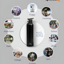 Speedex Black Set of 3 Stainless Steel Solid Water Bottle-image-88