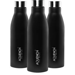 AQUENCH Black 3 Pieces Stainless Steel Water Bottle 1 Ltr-image-80