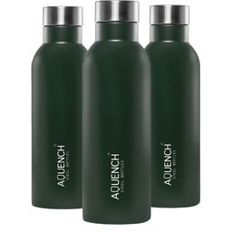 AQUENCH Green 3 Pieces Stainless Steel Solid Water Bottles 1 L-6