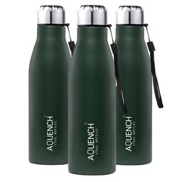 AQUENCH Green 3 Pieces Stainless Steel Solid Water Bottle-5