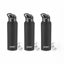 Pexpo Black 3 Pieces Stainless Steel Leak-Proof Water Bottle 1 Ltr-image-38