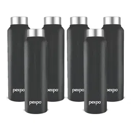 Pexpo Black 6 Pieces Stainless Steel Single Wall Vacuum Water Bottle 1 L-image-33