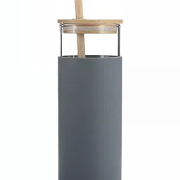 WELOUR Grey Sipper Glass Water Bottle 450 ml-picture-58