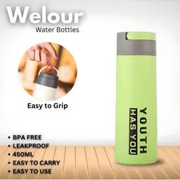 WELOUR Green Single Glass Printed Water Bottle image 5