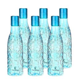 Kuber Industries Set of 6 Blue Leak BPA Free Round Ice Cut Plastic Refrigerator Bottles-16