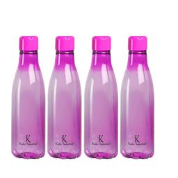Kuber Industries Set of 4 Pink BPA Free Round Plain Plastic Refrigerator Bottles-16