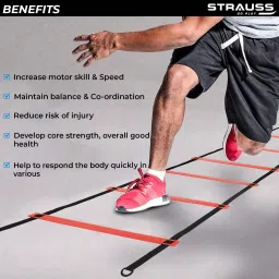 strauss Adjustable Exercise Agility Ladder for speed training equipment, 2 meter Speed Ladder image 4
