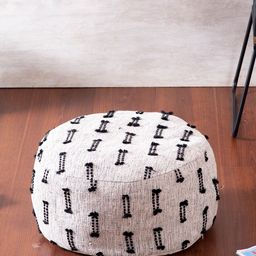 nestroots White Geometric Round Ottoman-image-48