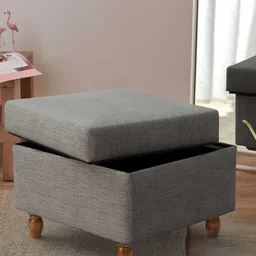 Chumbak Grey Printed Rectangle Ottomans-20