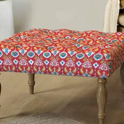 Chumbak Red & Blue Printed Square Ottomans-38