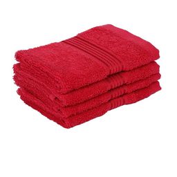 kopa BIANCA LORENA Unisex Set Of 4 Red Solid 380 GSM Pure Cotton Super-Soft Terry Face Towels image 3
