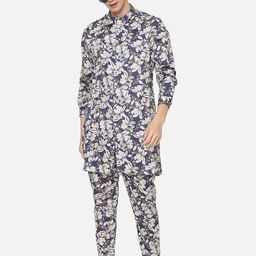 Komal Kothari Floral Printed Band Collar Pure Cotton Straight Kurta With Pyjama-picture-35