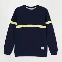 Fame Forever by Lifestyle Boys Navy Blue Cotton Striped Sweatshirt-image-91