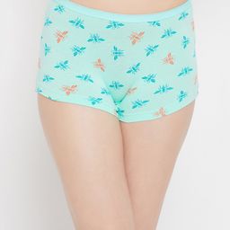 Clovia Women Blue Printed Cotton Boy Shorts Briefs-image-95