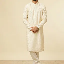 Twamev Men Floral Embroidered Regular Thread Work Chanderi Cotton Kurta with Churidar-picture-28