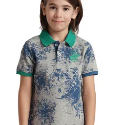 Beverly Hills Polo Club Boys Abstract Printed Polo Collar Pure Cotton Casual T-shirt-image-5