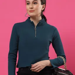 Rigo Women Solid High Neck Pure Cotton Crop Top-picture-22