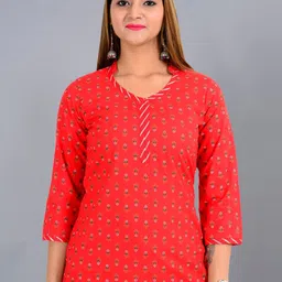 RAJPUTANA CAMISA Ethnic Printed Mandarin Collar Top-30