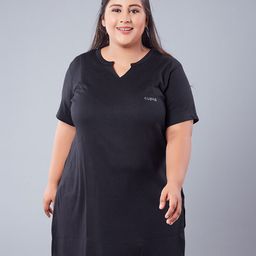 CUPID Plus Size Plain Cotton Long Top-29