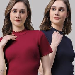 FBAR Pack Of 2 High Neck Cotton Fitted Top-image-59