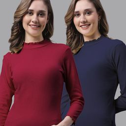 FBAR Pack Of 2 High Neck Bio-Wash Pure Cotton Top-image-52