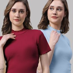 FBAR Pack Of 2 High Neck Cotton Fitted Top-image-53