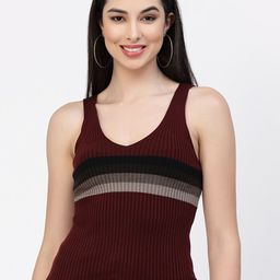 Kalt Striped V-Neck Sleeveless Tank Top-image-96