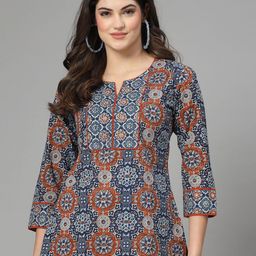 QOMN Women Printed Round Neck Cotton Top-image-18