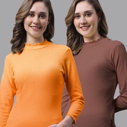 FBAR Pack Of 2 High Neck Bio-Wash Pure Cotton Top-image-70