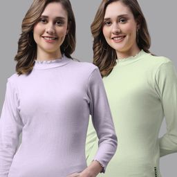 FBAR Pack Of 2 High Neck Fitted Cotton Tops-image-65