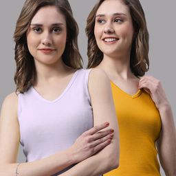 FBAR Pack Of 2 Bio Wash Skin Friendly V-Neck Cotton Tank Top-image-88