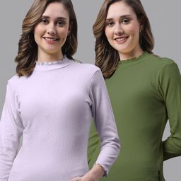 FBAR Pack Of 2 High Neck Bio-Wash Pure Cotton Top-image-85