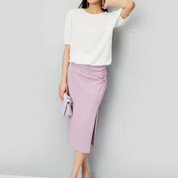max Round Neck Puff Sleeve Self Design Cotton Top-image-39