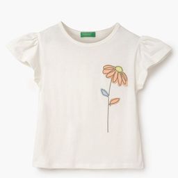 United Colors of Benetton Flutter Sleeve Cotton Top-image-64