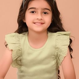 LilPicks Girls Schiffli Ruffle Design Slim Fit Cotton Regular Crop Top-image-85