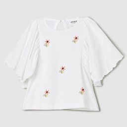 max Floral Embroidered Flared Sleeve Cotton Top-picture-5