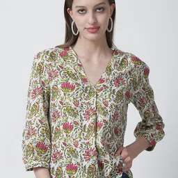 BAESD Floral Printed Puff Sleeves Pure Cotton Top-picture-33