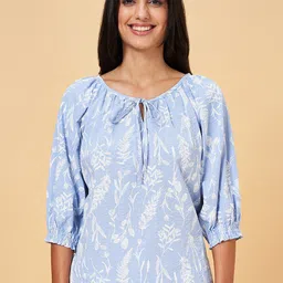 Honey by Pantaloons Floral Print Tie-Up Neck Cotton Top-image-35