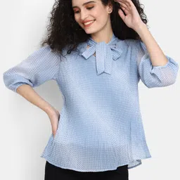 V-Mart Geometric Printed Tie-Up Neck Georgette Top-picture-50