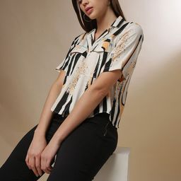 Campus Sutra Print Tie-Up Neck Cotton Top-image-41