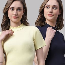 FBAR Pack Of 2 High Neck Cotton Fitted Top-image-64