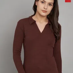 Trend Level Pack of 2 Ribbed Shirt Collar Pure Cotton Solid Tops-image-87