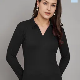 Trend Level Pack of 2 Ribbed Shirt Collar Cotton Solid Tops-image-90