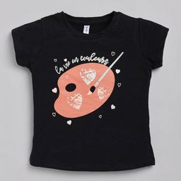 Ginie Girls Graphic Printed Round Neck Short Sleeves Cotton Regular T-shirt-image-82