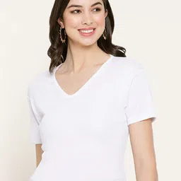 Miaz Lifestyle Ribbed V-Neck Organic Cotton Top-picture-2