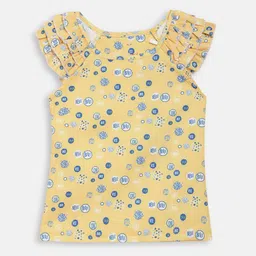 ELLE Girls Yellow Printed Pure Cotton Top-image-61