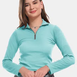 Boleem Shirt Collar Cotton Fitted Crop Top-image-61