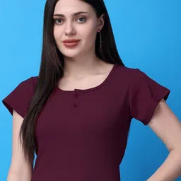 Bitterlime Round Neck Solid Cotton Top-image-84