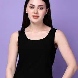 Bitterlime Scoop Neck Solid Cotton Top-image-85